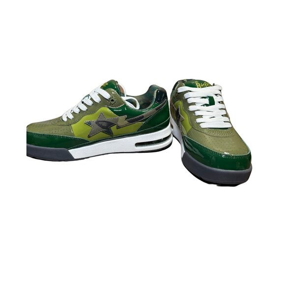 BAPE NEW - A Bathing Ape Road STA Patent Sneaker Green NWT Sz 7M/9W - Picture 5 of 12